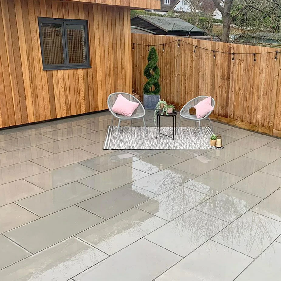 Kandla Grey Indian Sandstone Paving Slabs  - Sawn & Honed - 1200x600 - 20mm